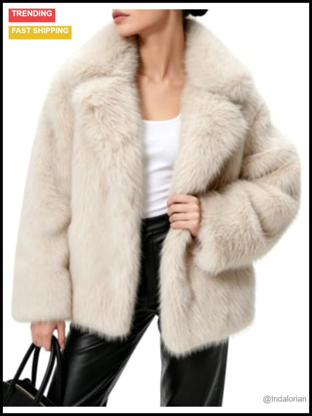 Fluffy Shaggy Faux Fur Coat Lapel Short Winter Jacket